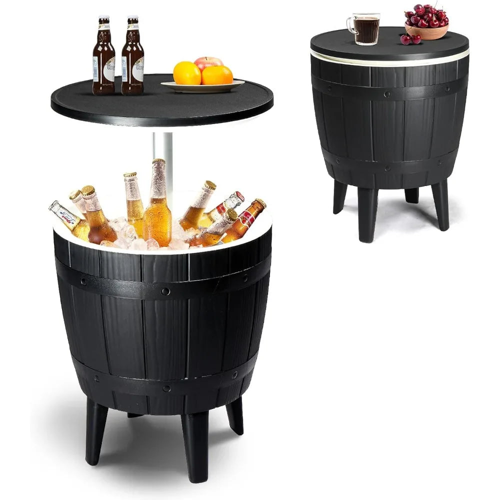 Modern Outdoor Cooler Side Table Patio Cool Bar Table Wood Texture