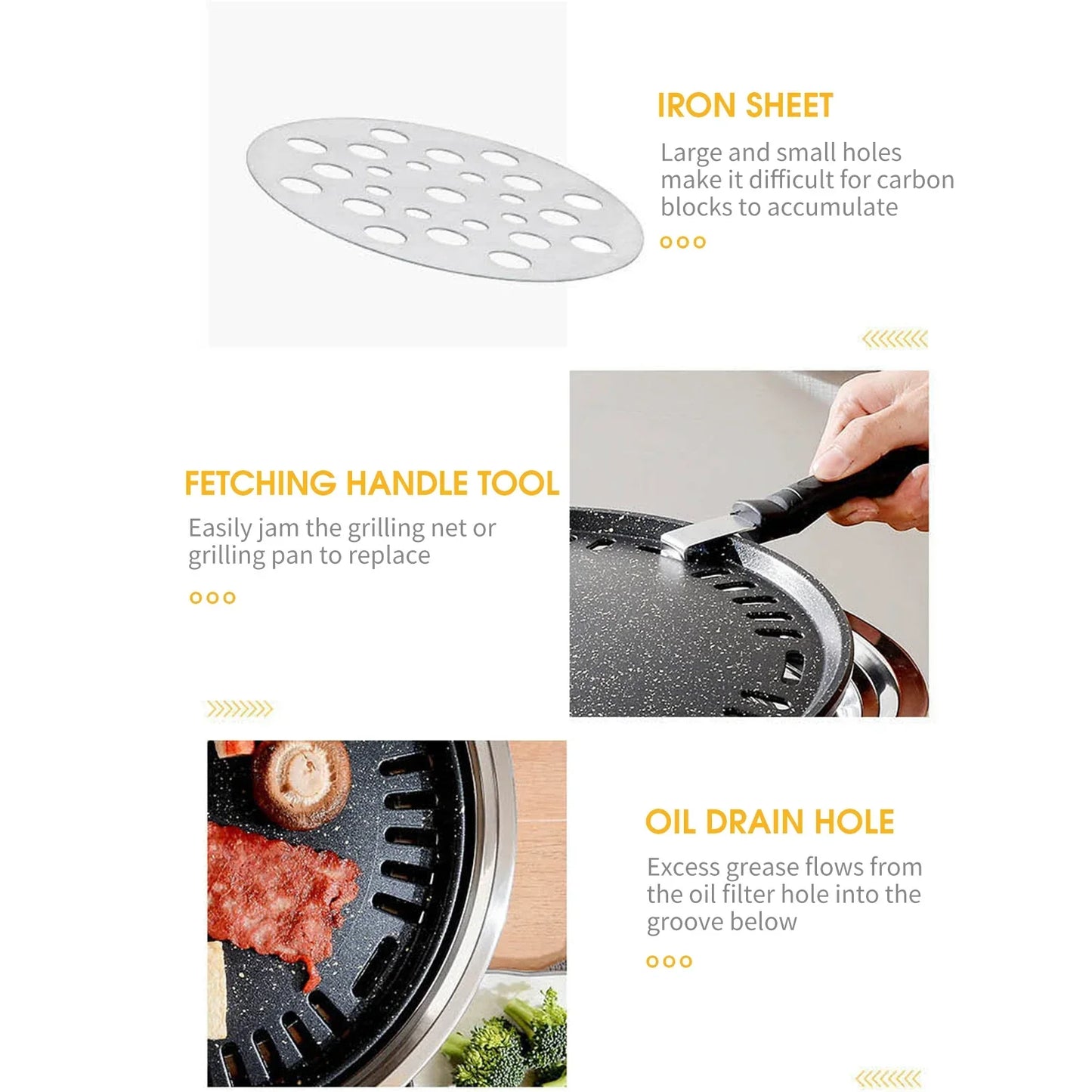 Multifunctional Cast Iron Stainless Steel Charcoal BBQ Smoker Grill