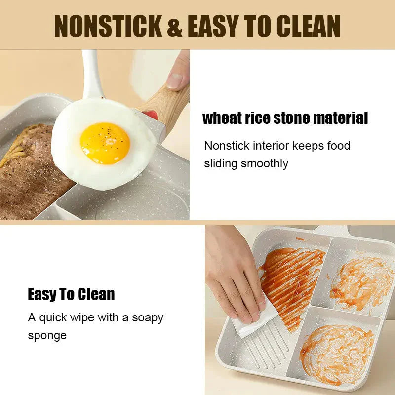 Multipurpose 3 in 1 Breakfast Skillets Cooking Pots 9inch Nonstick Pan