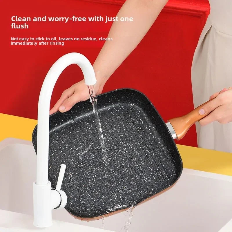 Non stick Medical Stone Steak Frying Pan Kitchen Induction Gas Cooker