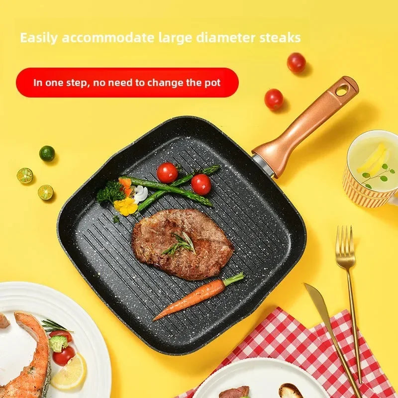 Non stick Medical Stone Steak Frying Pan Kitchen Induction Gas Cooker