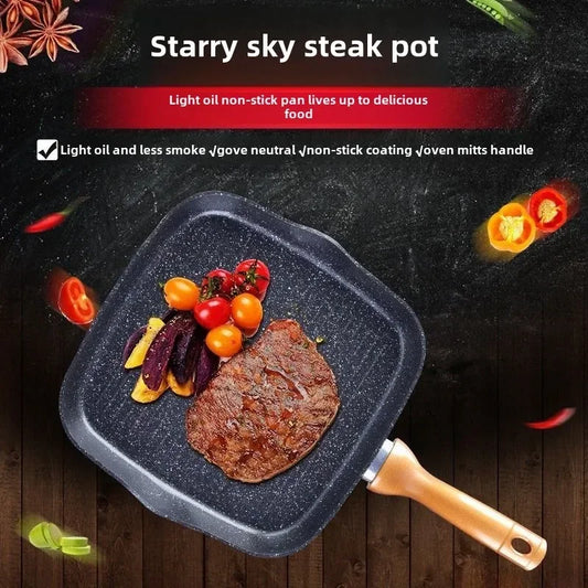 Non stick Medical Stone Steak Frying Pan Kitchen Induction Gas Cooker