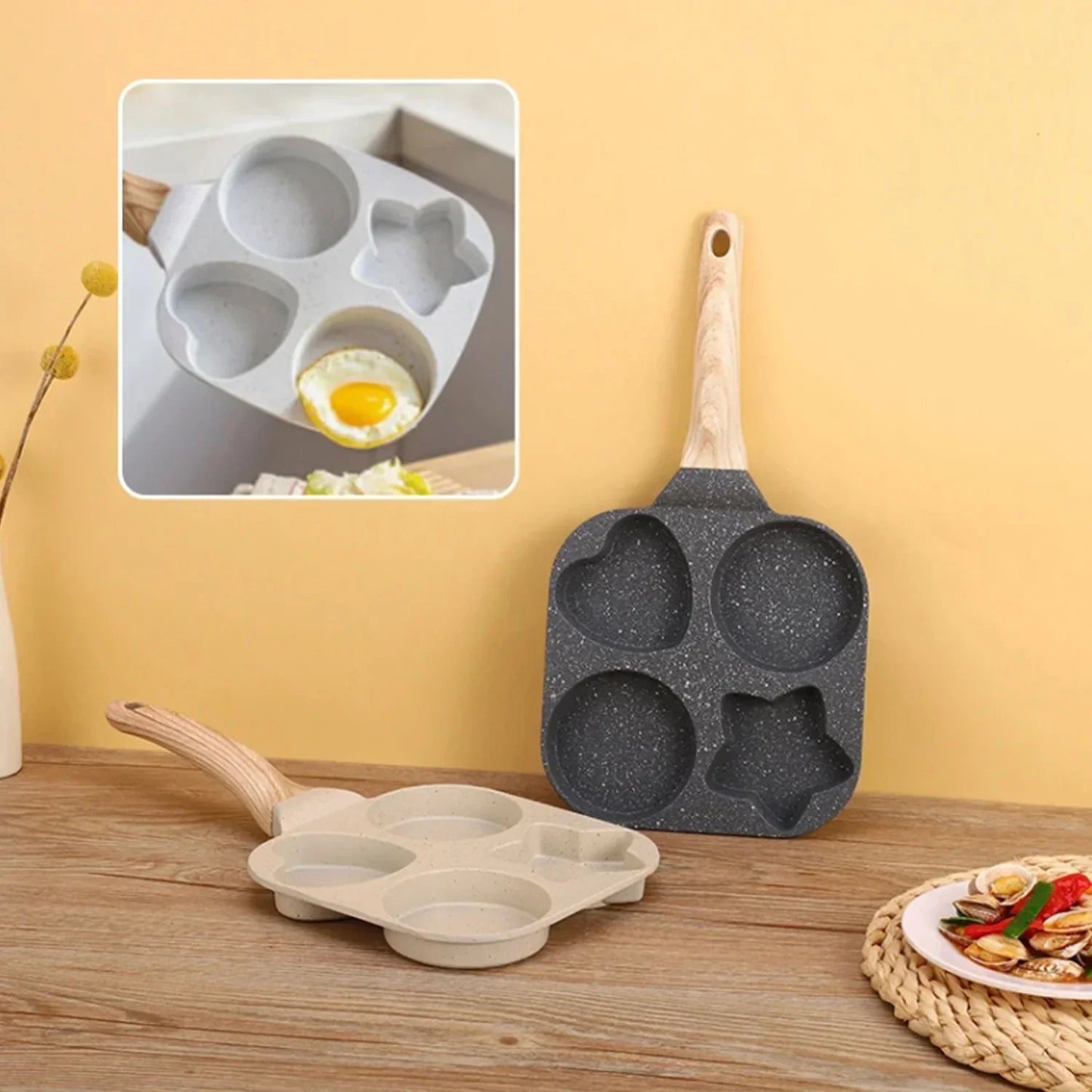 Non stick Mini Breakfast Frying Pan Medical Stone Three shapes