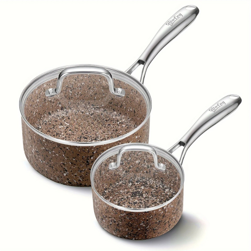 Nonstick Pan Set with Lid Stainless Steel Handle Multipurpose Pots