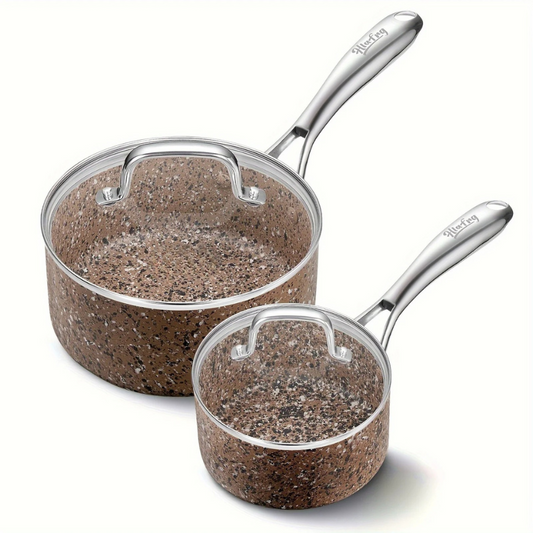 Nonstick Pan Set with Lid Stainless Steel Handle Multipurpose Pots