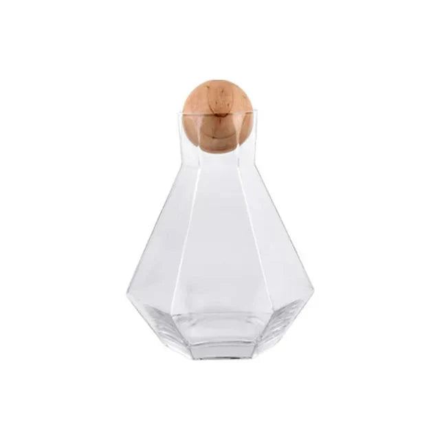 Nordic Prismatic Glass Carafe with Wooden Lid