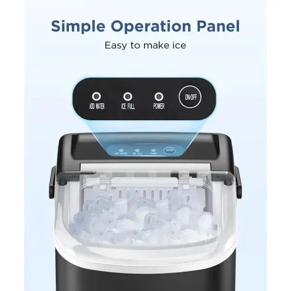 Nugget Ice Maker Countertop Chewable Pebble Ice Cubes Maker Machine