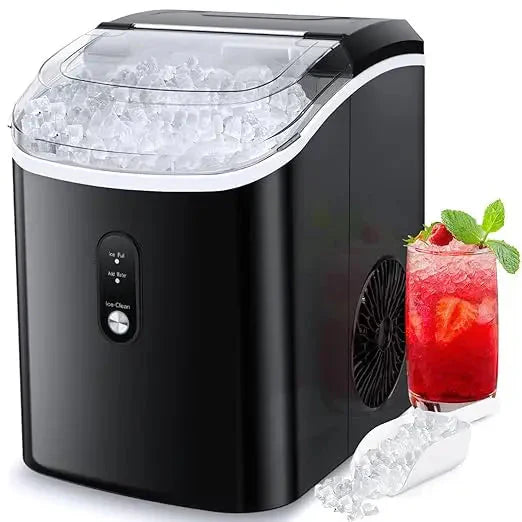Nugget Ice Maker Countertop Chewable Pebble Ice Cubes Maker Machine