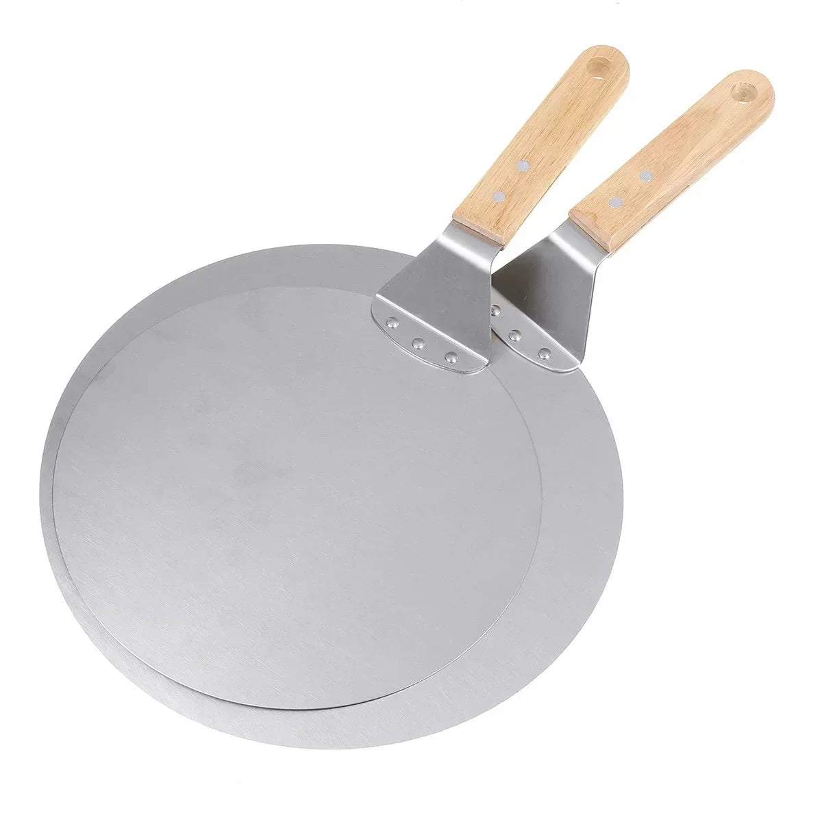 Pizza Shovel Pastry Tools Stainless Steel Wooden Handle Peel Round