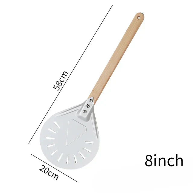 Pizza Shovel Turning Paddle Round Pizza Tool Wooden Handle Nonstick