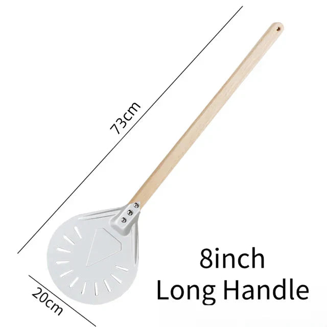 Pizza Shovel Turning Paddle Round Pizza Tool Wooden Handle Nonstick