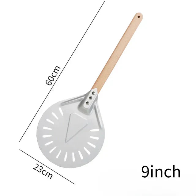 Pizza Shovel Turning Paddle Round Pizza Tool Wooden Handle Nonstick