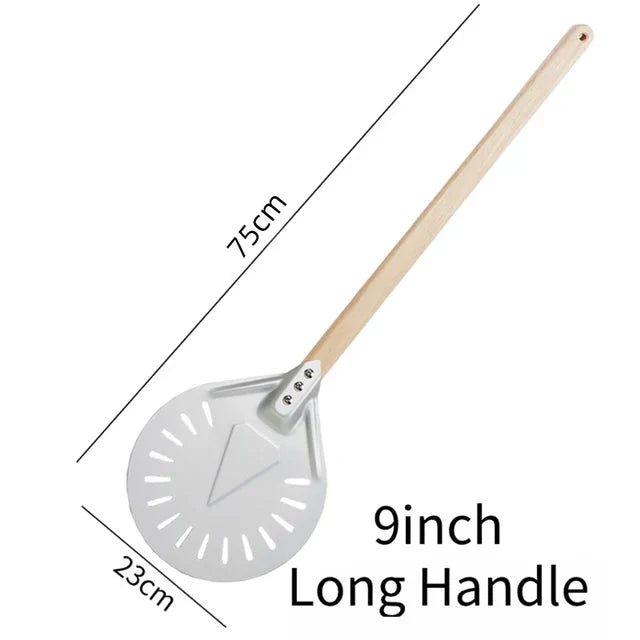 Pizza Shovel Turning Paddle Round Pizza Tool Wooden Handle Nonstick