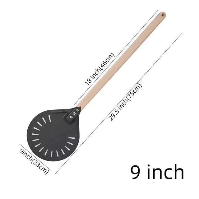 Pizza Shovel Turning Paddle Round Pizza Tool Wooden Handle Nonstick
