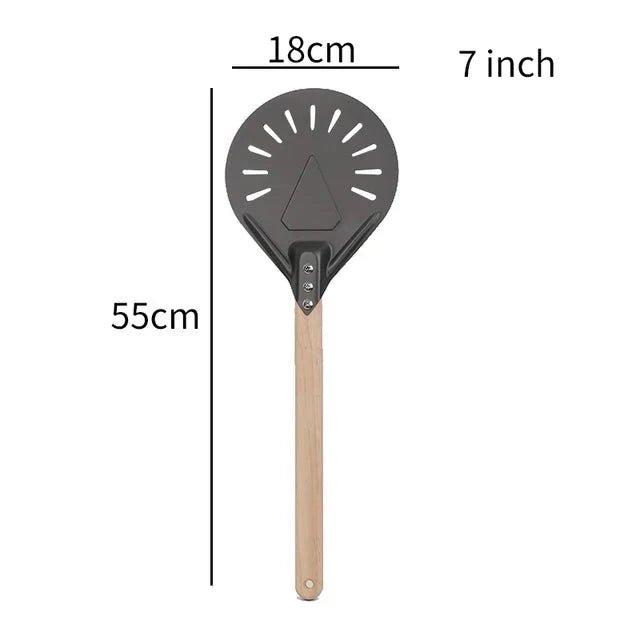 Pizza Shovel Turning Paddle Round Pizza Tool Wooden Handle Nonstick