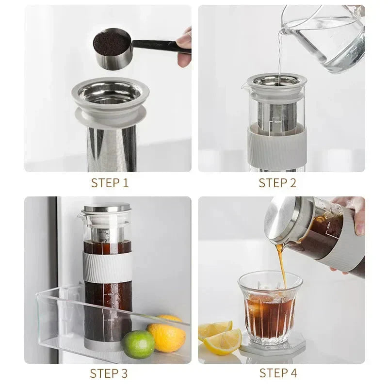 Portable Airtight Cold Brew Iced Coffee Maker Tea Infuser Pitcher
