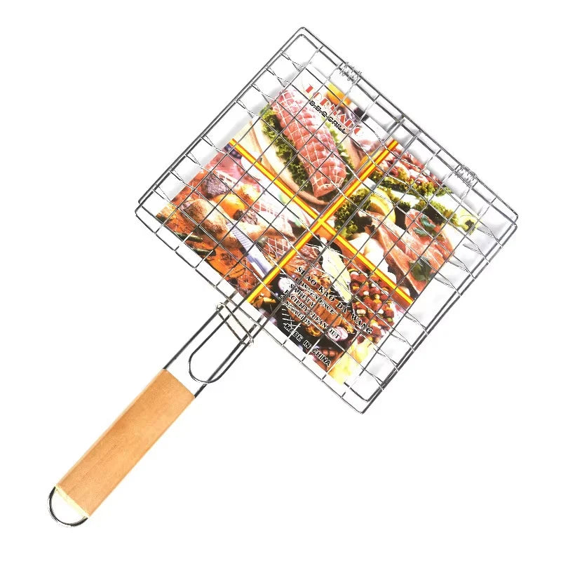 Portable Folding BBQ Grill Basket With Handle Cook Accessories Outdoor