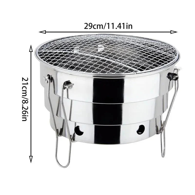Portable Outdoor BBQ Grill Stainless Steel Fire Pit Charcoal Grill Burner