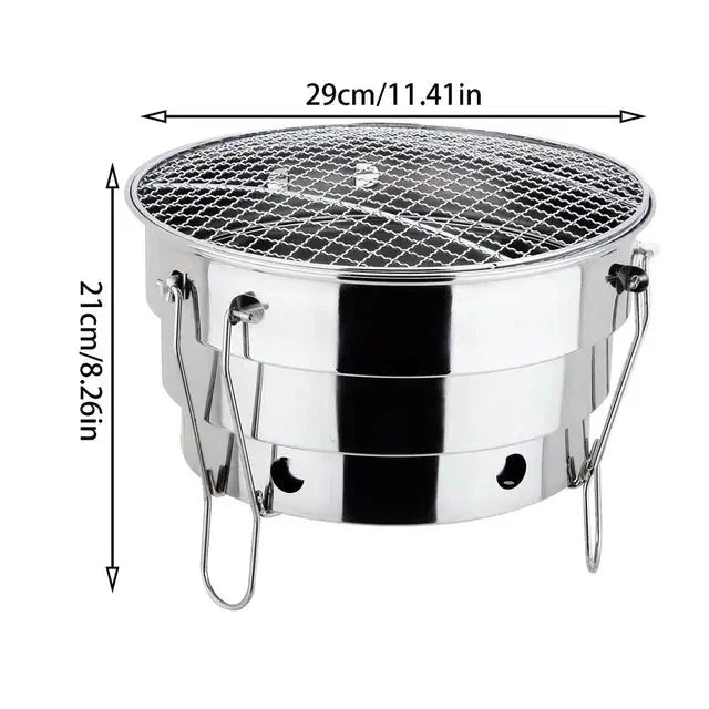 Portable Outdoor BBQ Grill Stainless Steel Fire Pit Charcoal Grill Burner