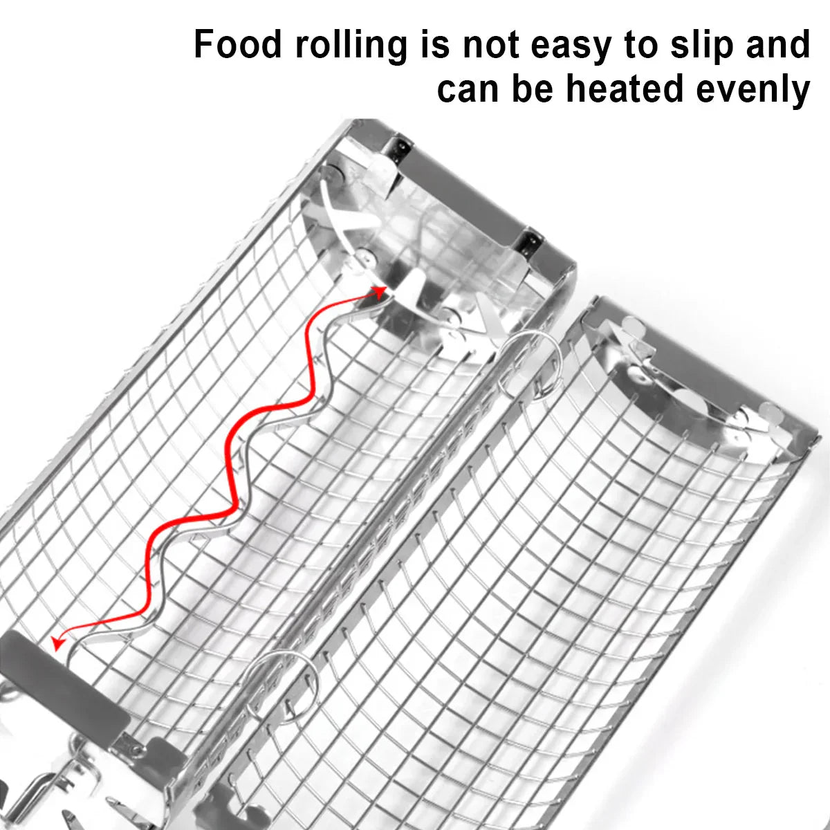 Portable Stainless Steel Rolling Grilling Basket BBQ Grill Accessory