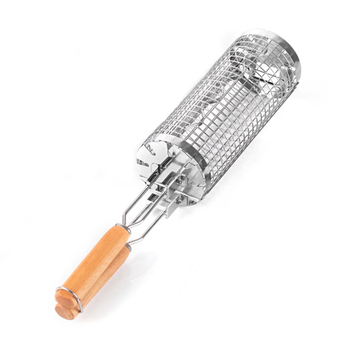 Portable Stainless Steel Rolling Grilling Basket BBQ Grill Accessory