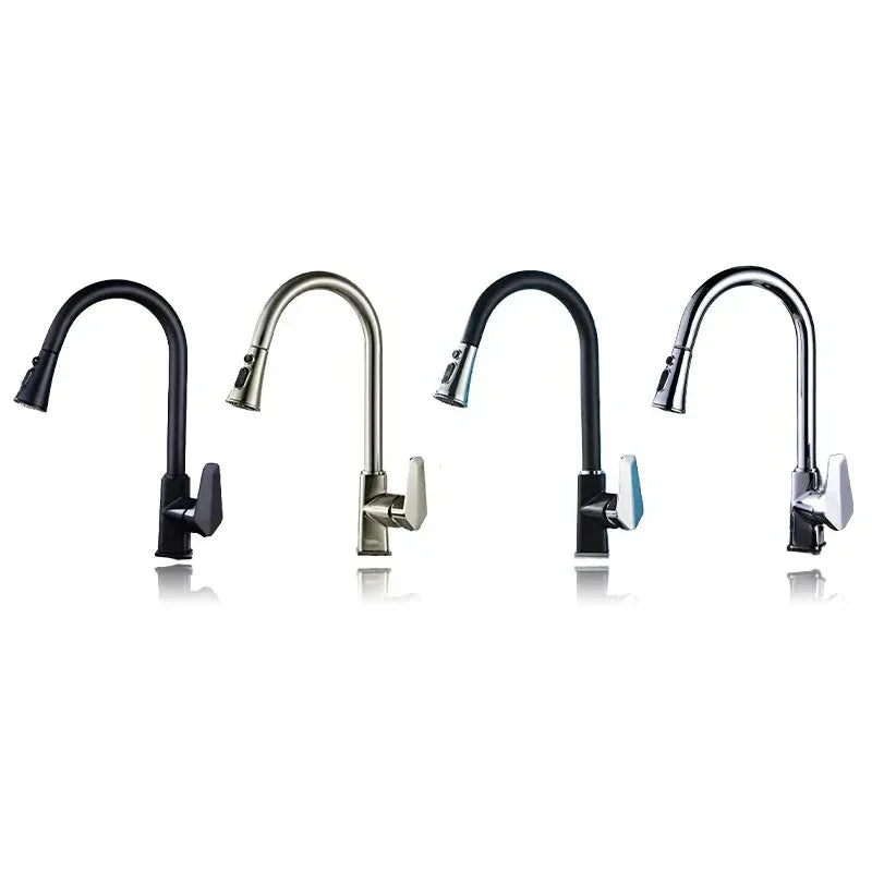 Pull-Out Kitchen Brass Basin Sink Faucet Hot and Cold Water Mixer Tap