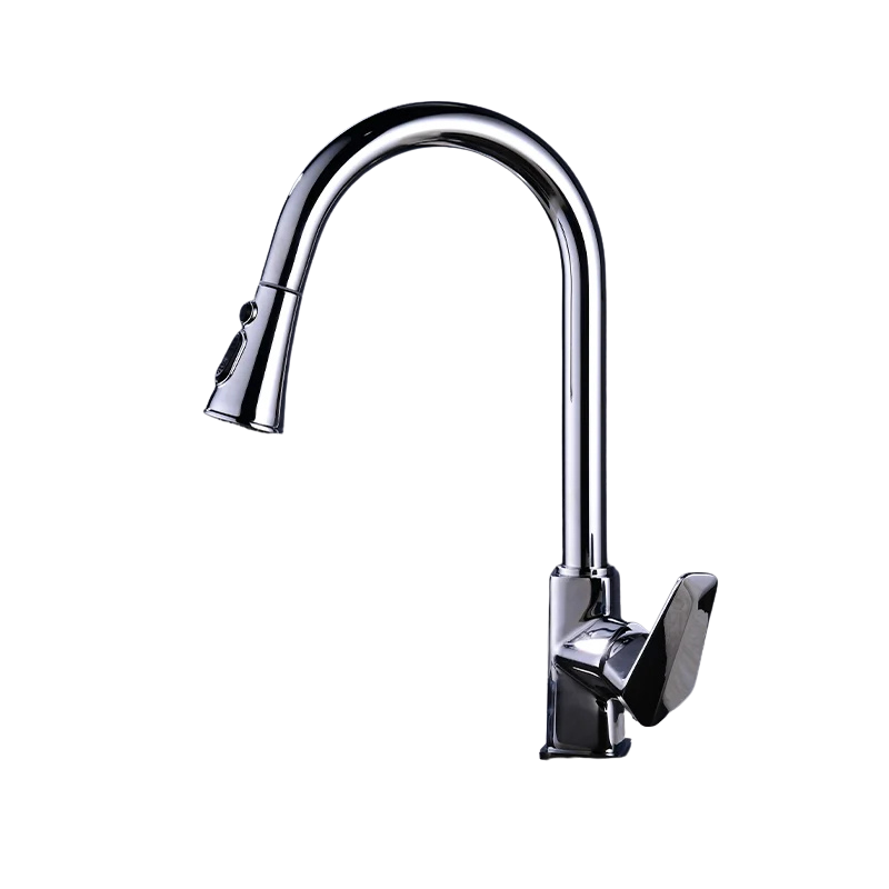 Pull-Out Kitchen Brass Basin Sink Faucet Hot and Cold Water Mixer Tap