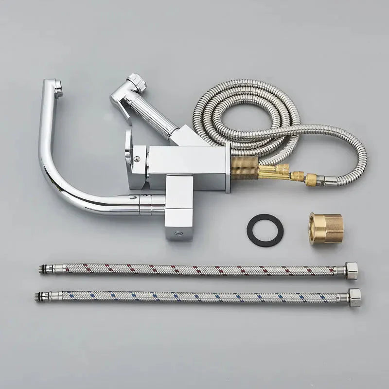 Pull Out Sprayer Single Handle Hole Deck Mounted Vessel Sink Mixer Tap