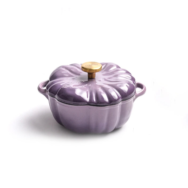 Pumpkin Enamel Stew Sets of Pot and Pan Iron Casserole Pot for Kitchen