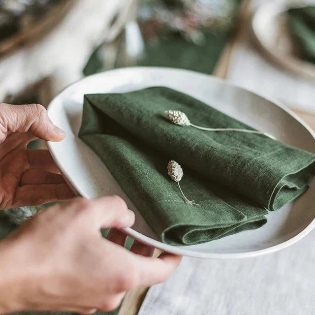 Pure Linen Napkin Cloth Soft Comfortable Fabric Reusable Kitchen Accessory