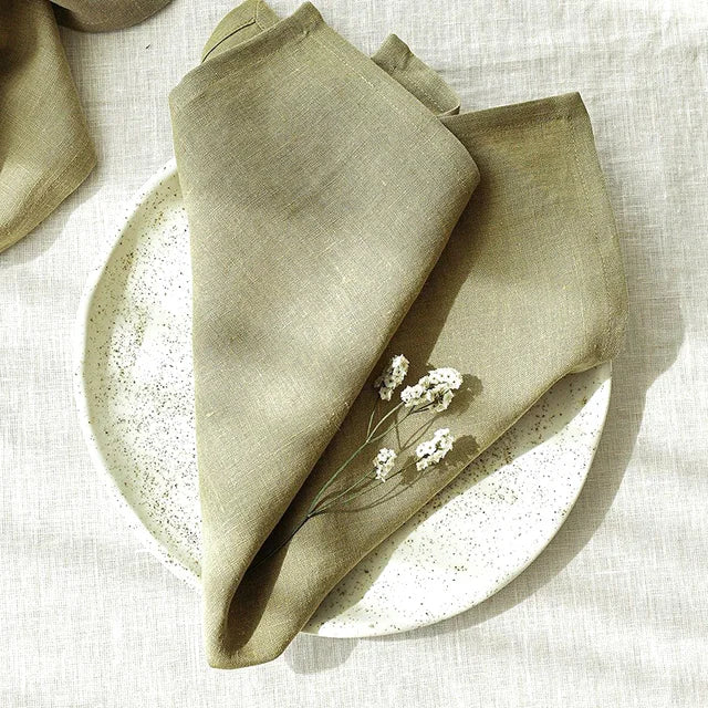 Pure Linen Napkin Cloth Soft Comfortable Fabric Reusable Kitchen Accessory