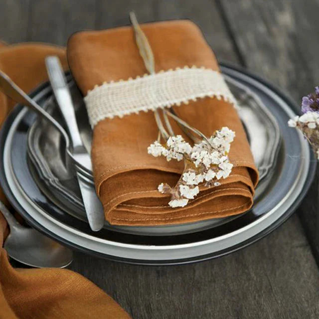 Pure Linen Napkin Cloth Soft Comfortable Fabric Reusable Kitchen Accessory