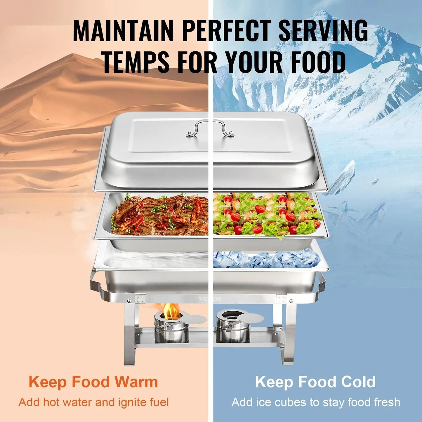 Rectangle Chafing Dish Full Size Pans Buffet Catering Warmer