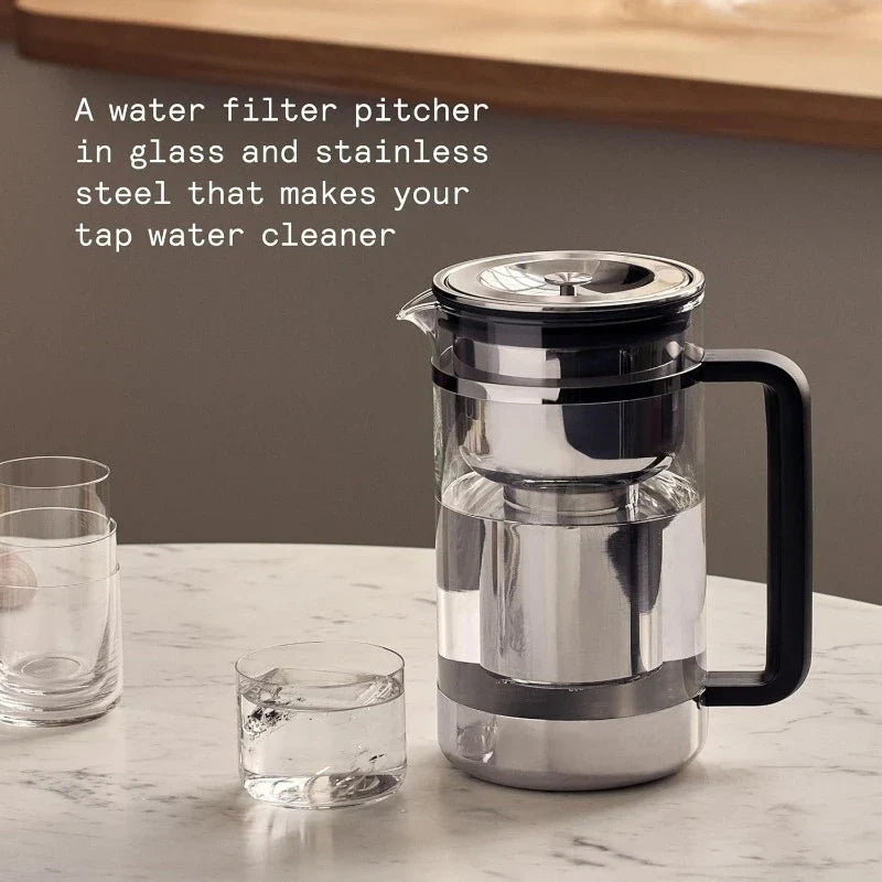 Refillable Stainless Steel Filter with Purifier Glass Water Pitcher