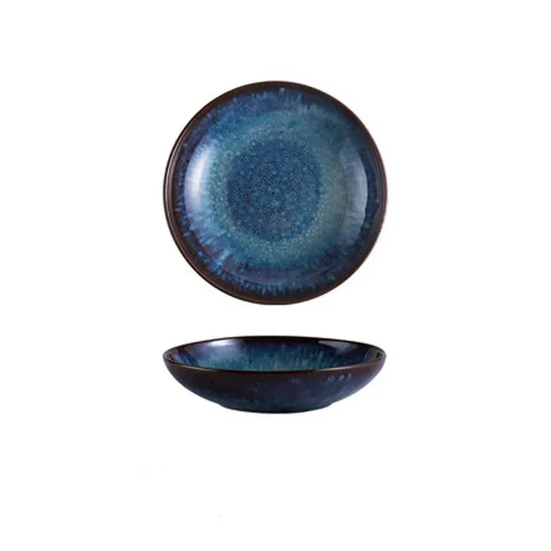 Retro Bird Pattern Ceramic Plate Old Creative Underglaze Deep Dish