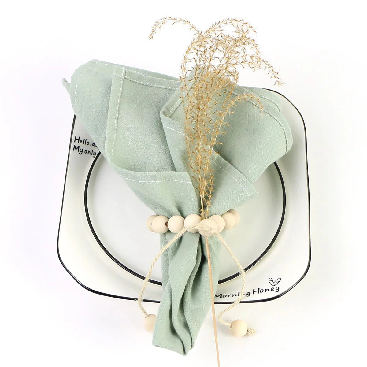 Sage Green Serving Cloth Cotton Fabric Serviette Table Towels Set