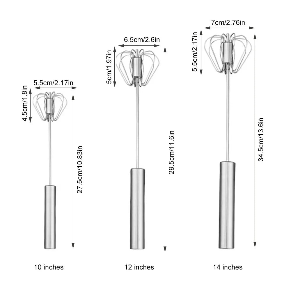 Semi-automatic Egg Beater Stainless Steel Whisk Press Type Egg Beater
