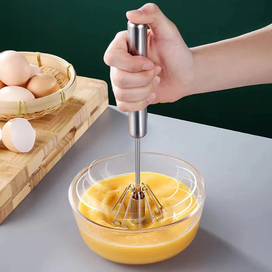 Semi-automatic Egg Beater Stainless Steel Whisk Press Type Egg Beater