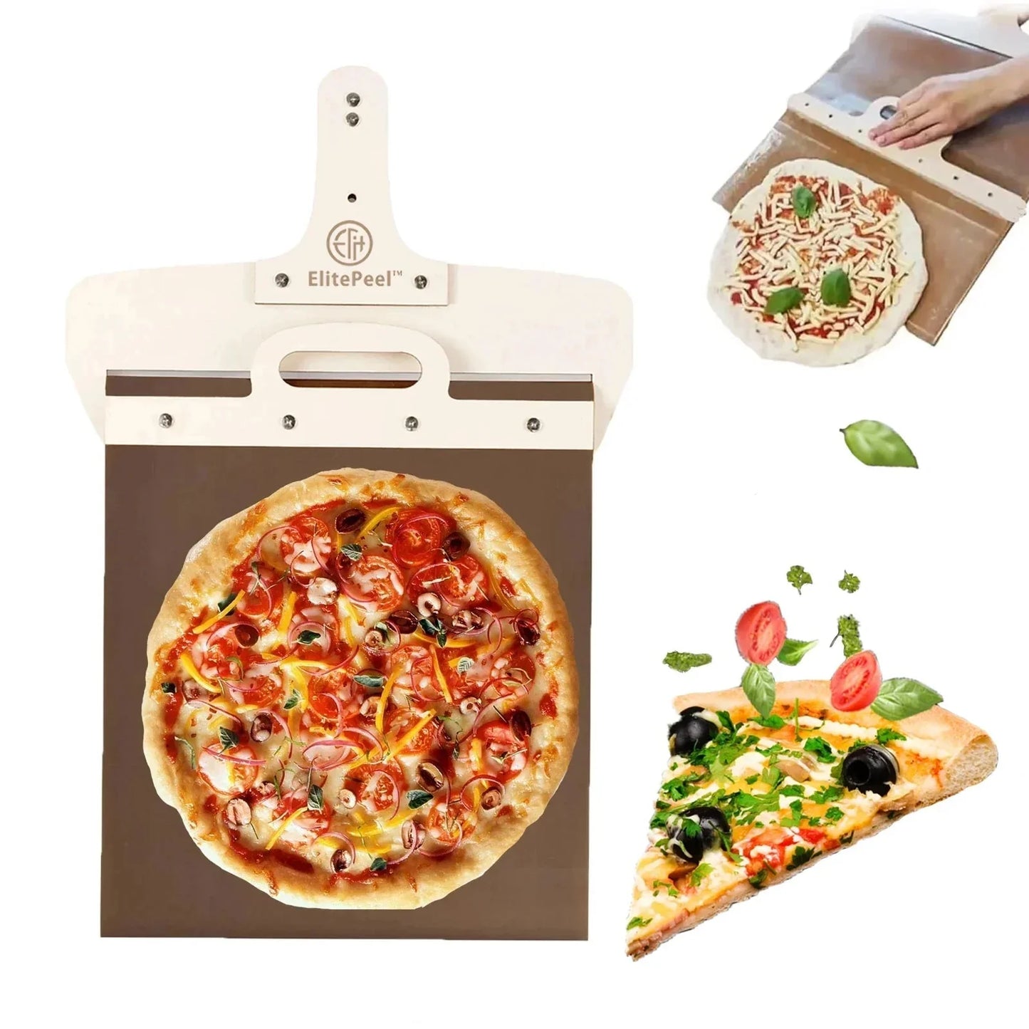 Sliding Pizza Peel Shovel Removable Wooden Handle Pizza Spatula with Tarps