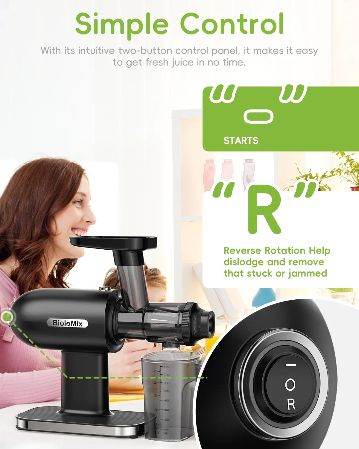 Slow Masticating Juicer Machine with Reverse Function Cold Press Juicer