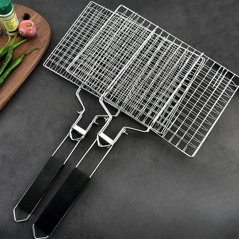 Stainless Steel BBQ Mesh Non Stick Grilling Basket Grill Barbecue Tool