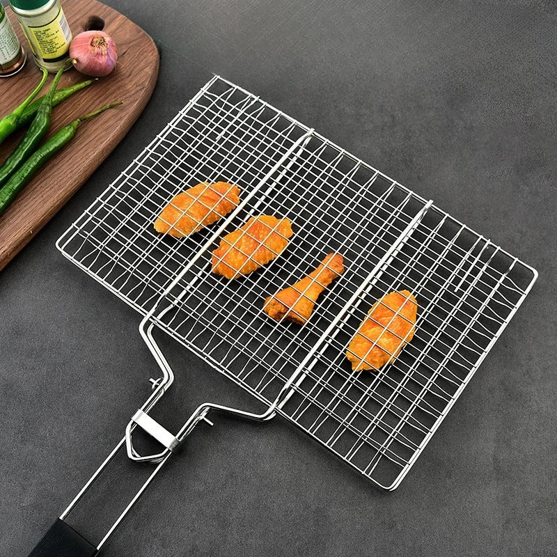 Stainless Steel BBQ Mesh Non Stick Grilling Basket Grill Barbecue Tool