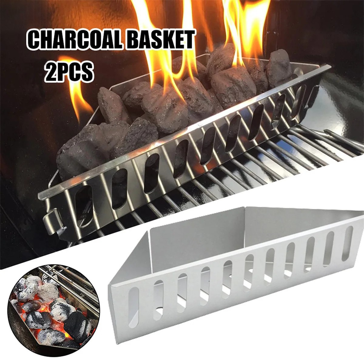 Stainless Steel Charcoal Basket BBQ Charcoal Grill Accessories