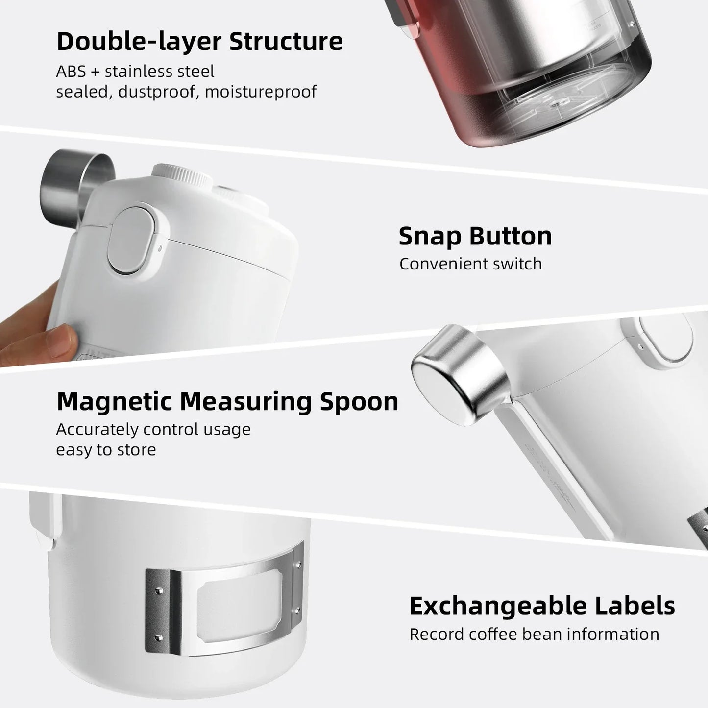 Stainless Steel Coffee Beans Canister Airtight Sealed with Spoon