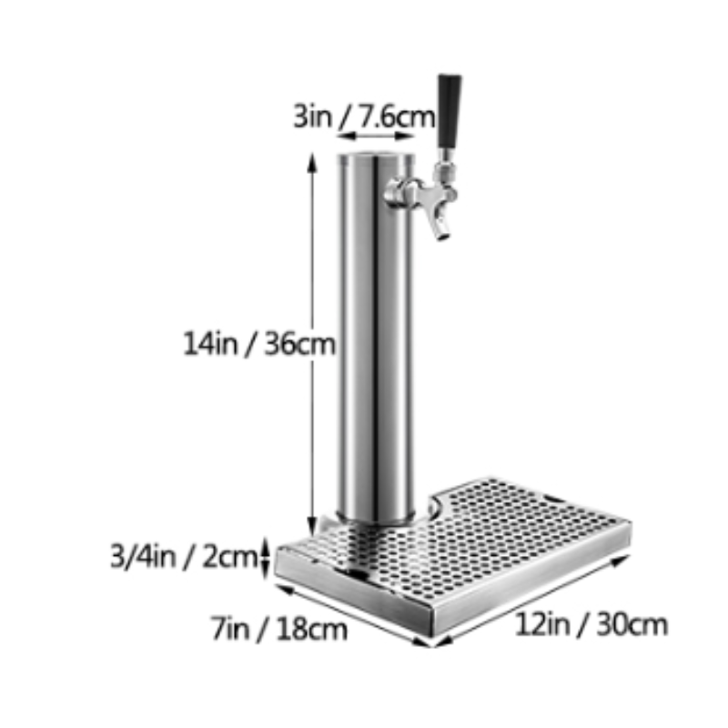 Stainless Steel Commercial Beer Tower One Way Faucet with Drip Tray