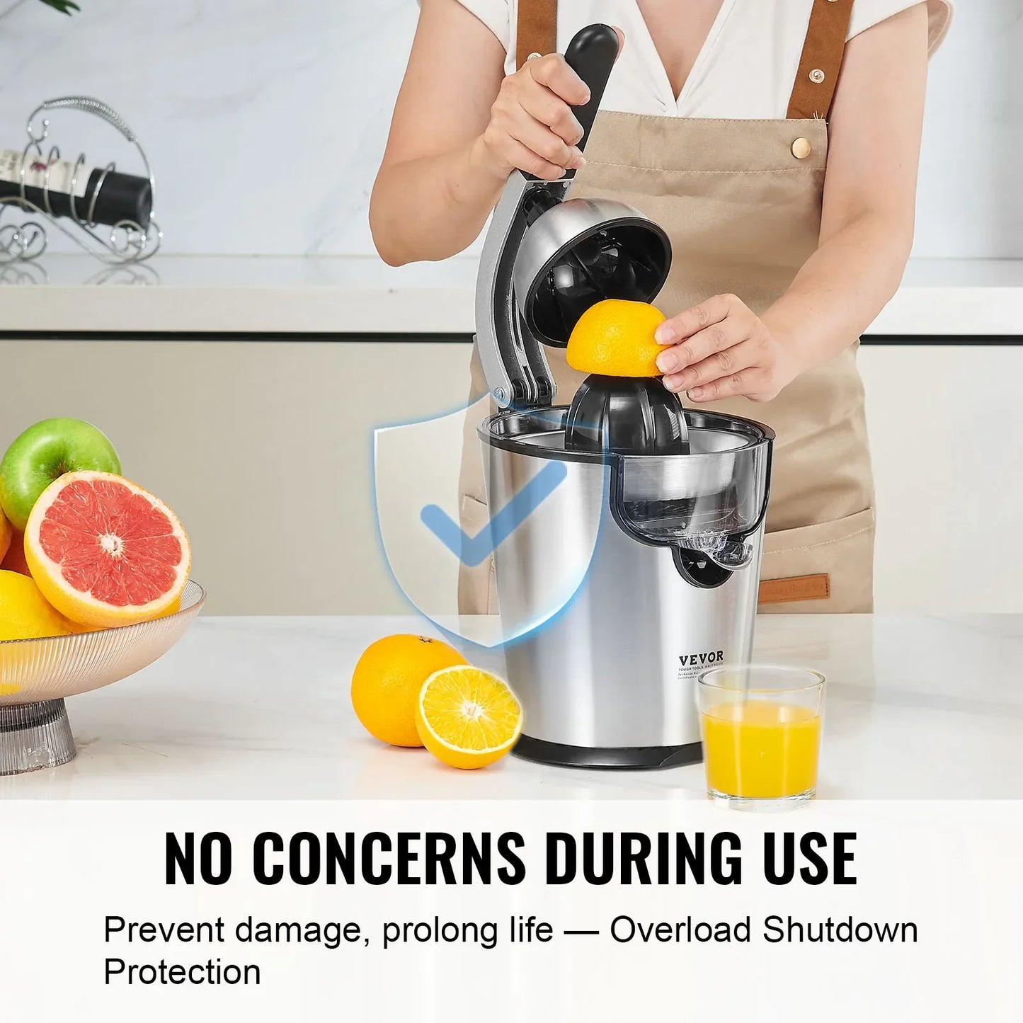 Stainless Steel Electric Citrus Juicer Squeezer with Two Size Cones