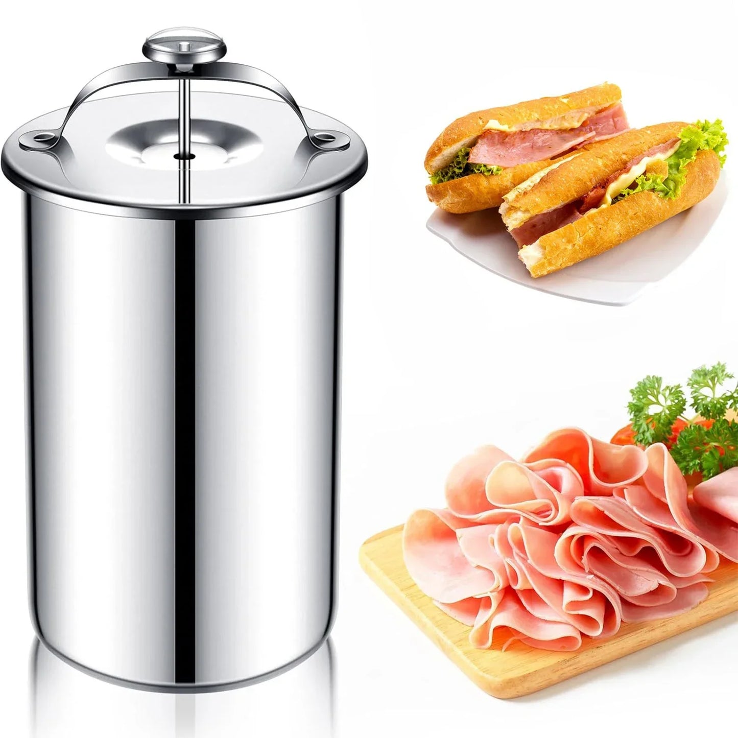 Stainless Steel Ham Maker Meat Press Cooker Mold with Thermometer