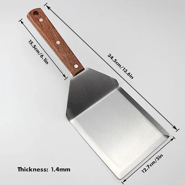 Stainless Steel Large Grill Spatula with Cutting Edges Tool for BBQ