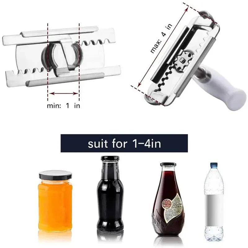 Stainless Steel Rotary Lids Off Jar Opener Adjustable Bottle Cap Opener