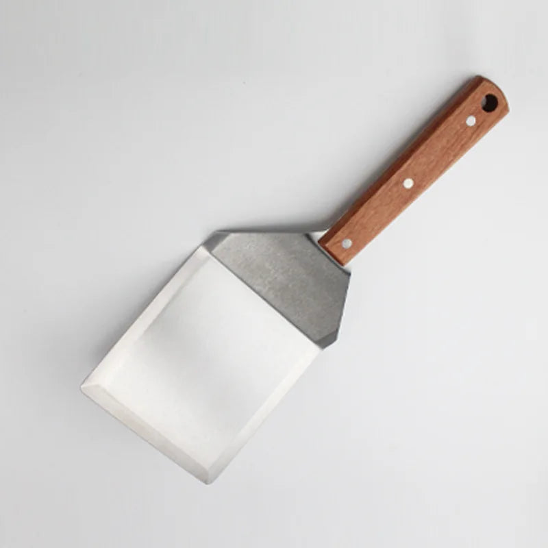 Stainless Steel Spatula Scraper with Wooden Handle Grill Flipper